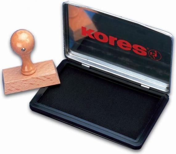 Kores Stempelkissen 7 x 11 cm, schwarz getränkt, Metallgehäuse