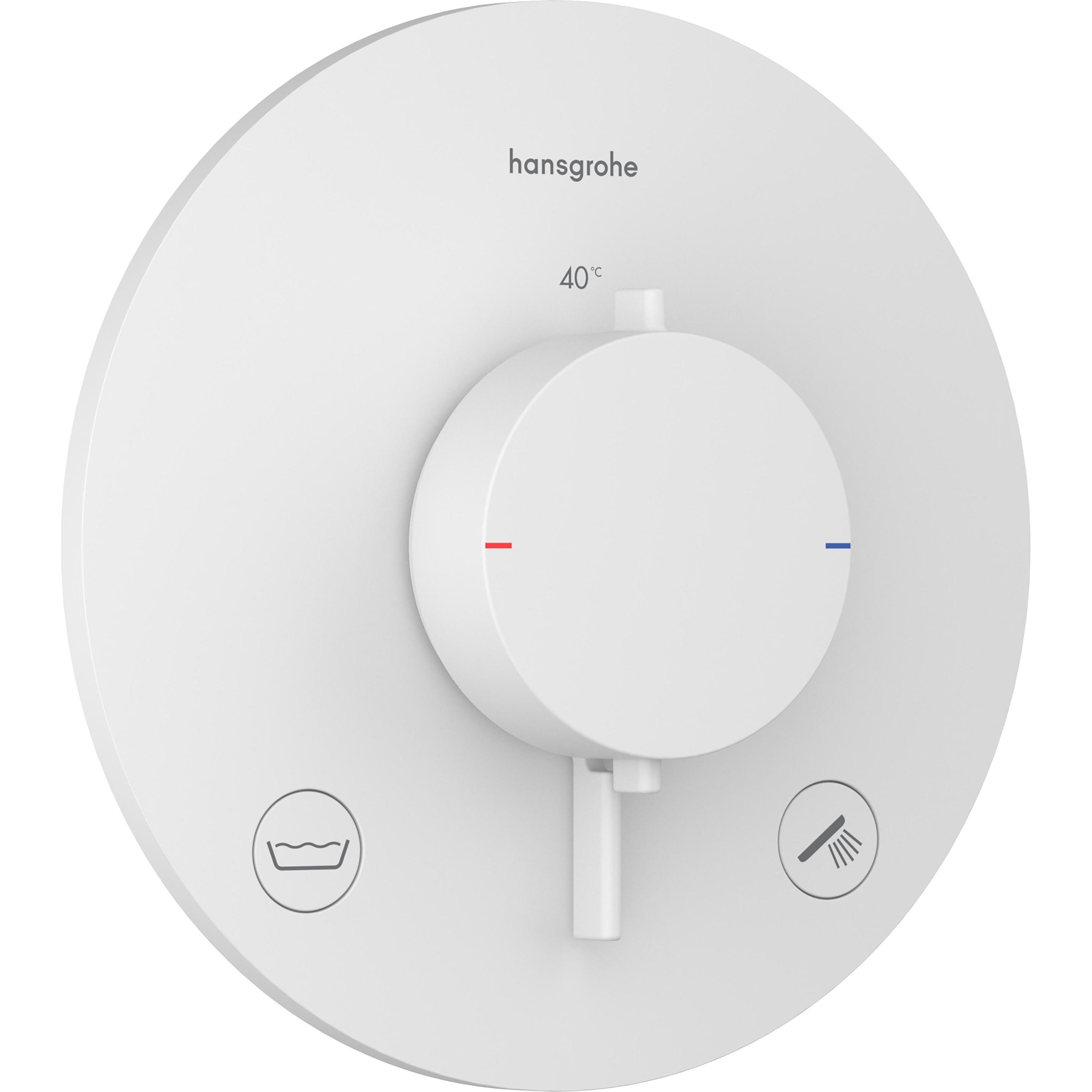 hansgrohe, Badarmatur, Thermostatic Shower and Bathtub Mixer with SafetyStop and Backflow Prevention