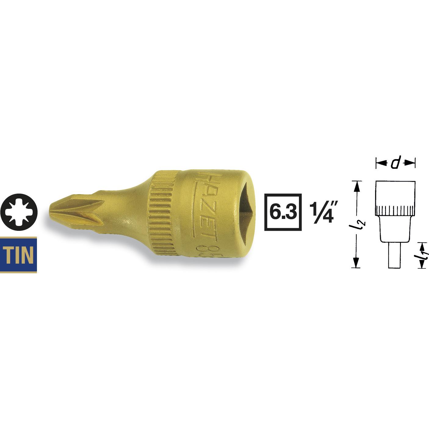 Thumbnail - HAZET, Steckschlüssel + Stecknuss, Schraubendreher-Steckschlüsseleinsatz 8507-PZ2 ∙ Vierkant6,3 mm (1/4 Zoll) ∙ Pozidriv...