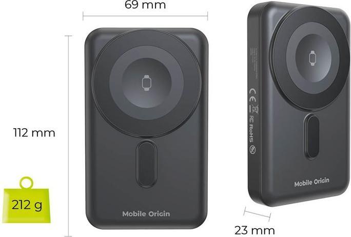 Image du produit Mobile Origin Kabellose magnetische PowerBank 10000 mAh / USB-C / Lightning-Kabel / PB11 (10000 mAh)