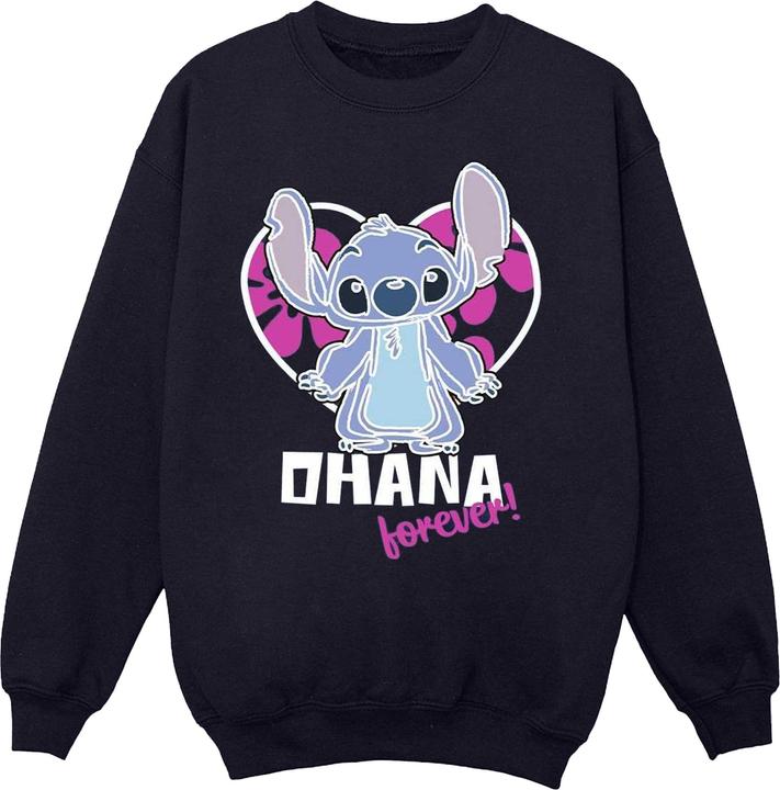 Actual product image Disney Girls Lilo And Stitch Ohana Forever Heart Sweatshirt (116)