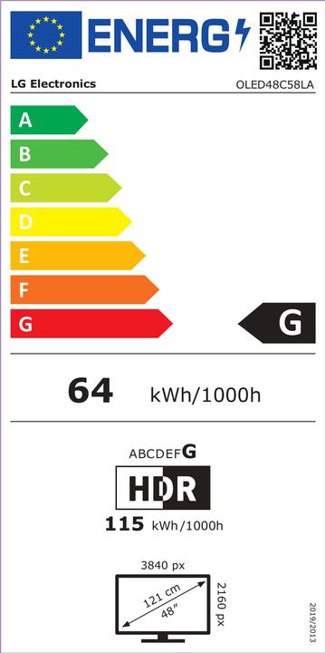 Label énergétique LG OLED48C58LA (48", C5, OLED, 4K, 2025)