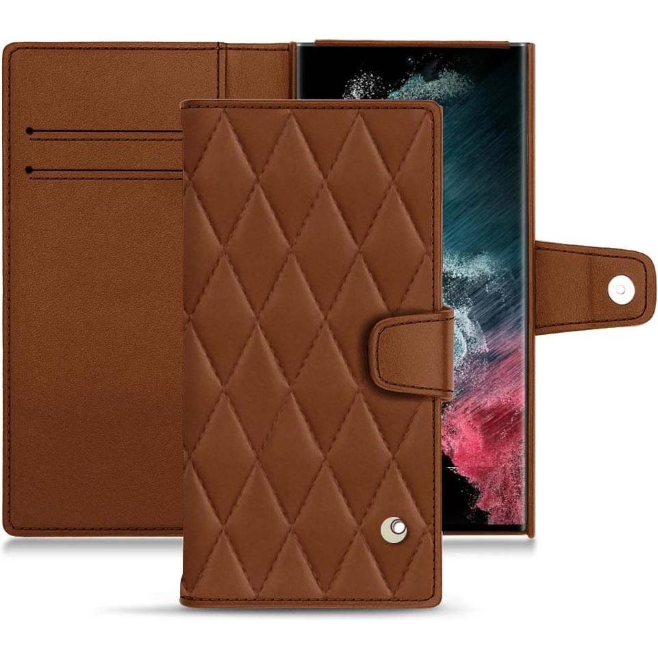 Thumbnail - Noreve Lederschutzhülle Wallet (Samsung Galaxy S22 Ultra), Smartphone Hülle, Braun