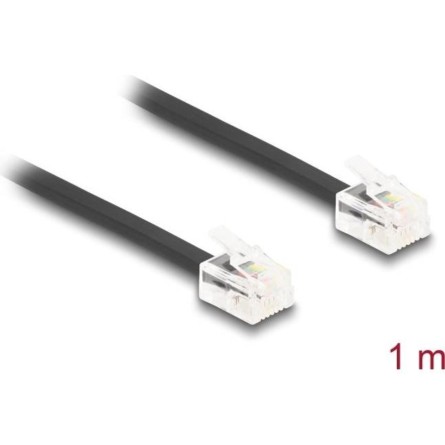 Thumbnail - Delock Telefonkabel RJ11 Stecker zu RJ11 Stecker schwarz 1 m, Telefon Zubehör