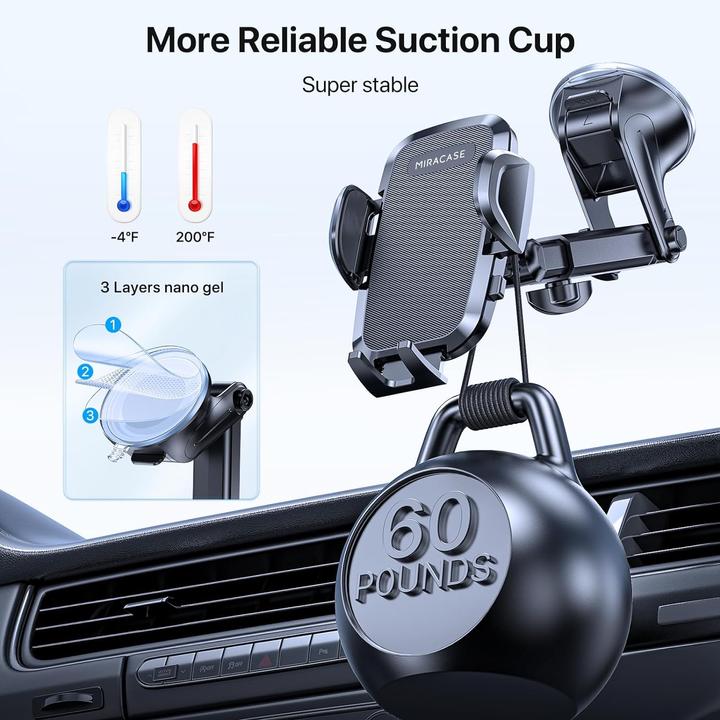 Actual product image Miracase Car mobile phone holder with suction cup