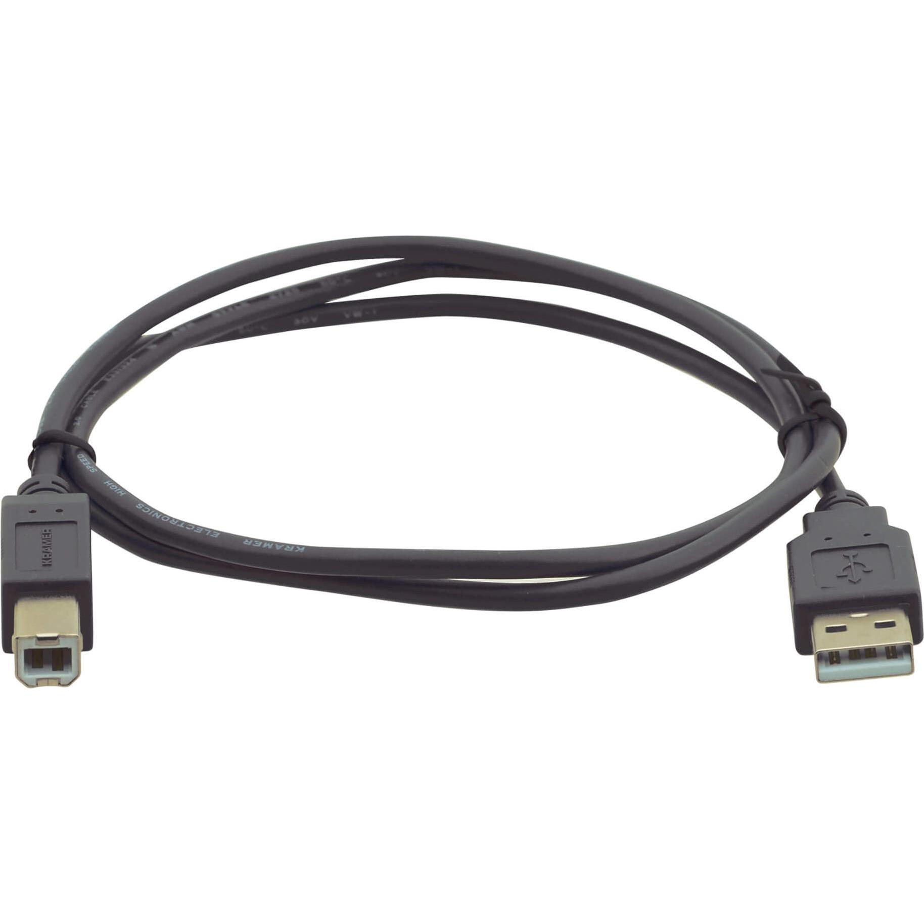 Thumbnail - Kramer Electronics 1.8m USB 2.0 USB Kabel 1,8 m USB A USB B Männlich Schwarz (1.80 m, USB 2.0), USB Kabel