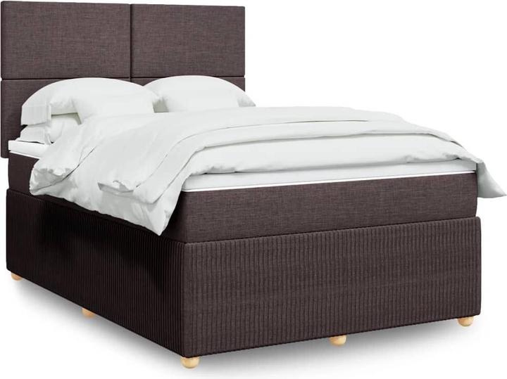 Produktbild vidaXL Boxspringbett Polsterbett Bett mit Matratze Dunkelbraun 160x200cm Stoff (160 x 200 cm)