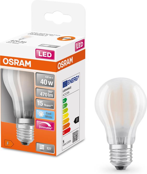 Produktbild Osram Led Retrofit Classic A (E27, 4.80 W, 470 lm, 1 x, F)
