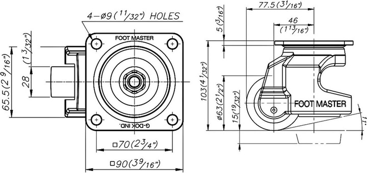 Actual product image Tente Lifting rollers G-Dok with integrated leveling foot