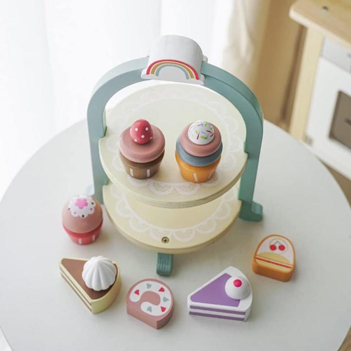 Produktbild Activity Board Kinder Holzkuchen Set, Küchenzubehör, Rollenspiel und Vorstellungsspiel, Holzspielzeug für Kinder