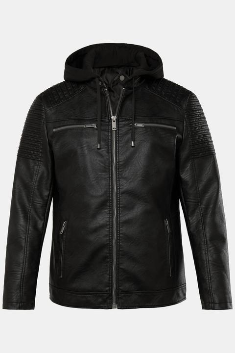 Immagine prodotto Men+ Bikerjacke, Lederoptik, Jersey-Kapuze (L)