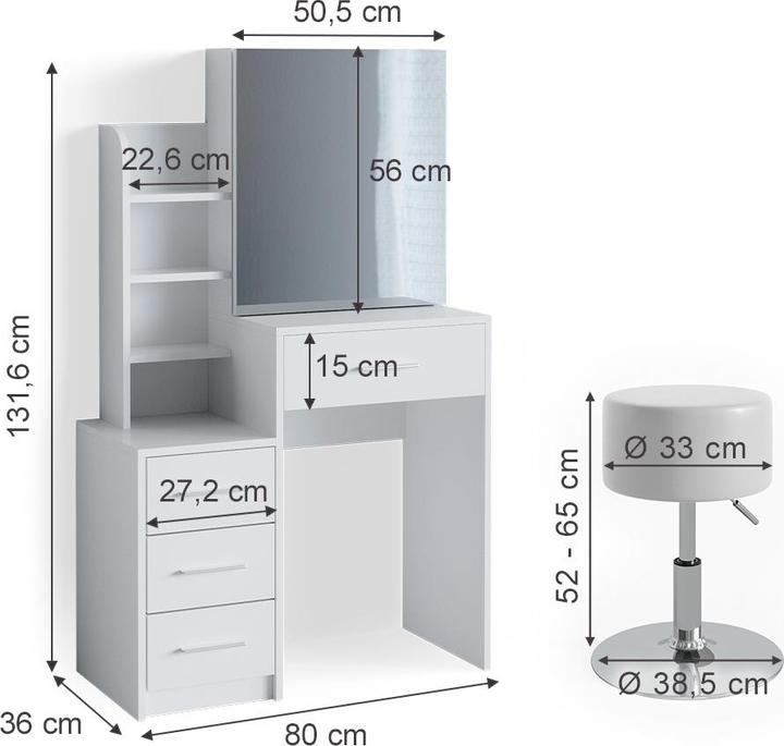 Produktbild Vicco Conrada mit Hocker (80 x 36 x 131.60 cm)