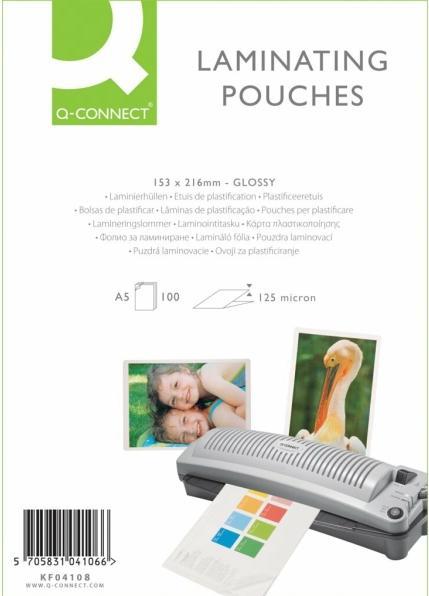 Produktbild Q-Connect Laminierfolien glänzend (A5, 100 Stück, 125 µm)
