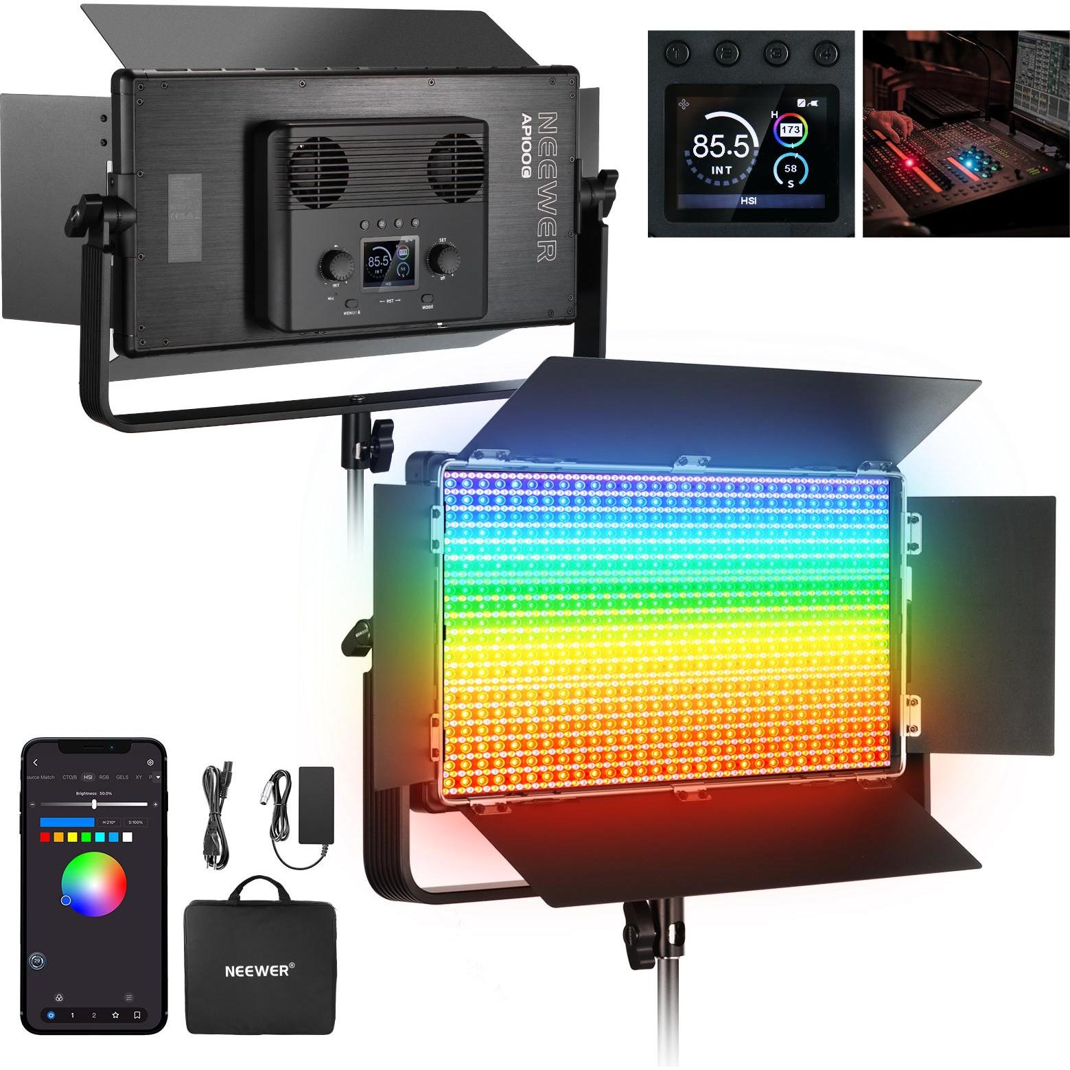 Neewer AP100C 100W RGB Video Light (Videocamera), Luce continua