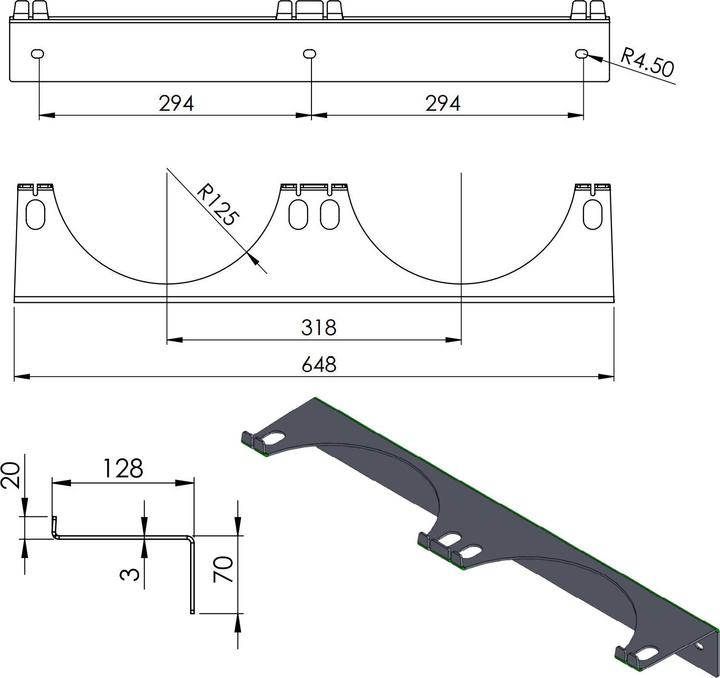 Actual product image Pro-Line Wall holder for 2 gas cylinders, max. diameter 250 mm cylinders