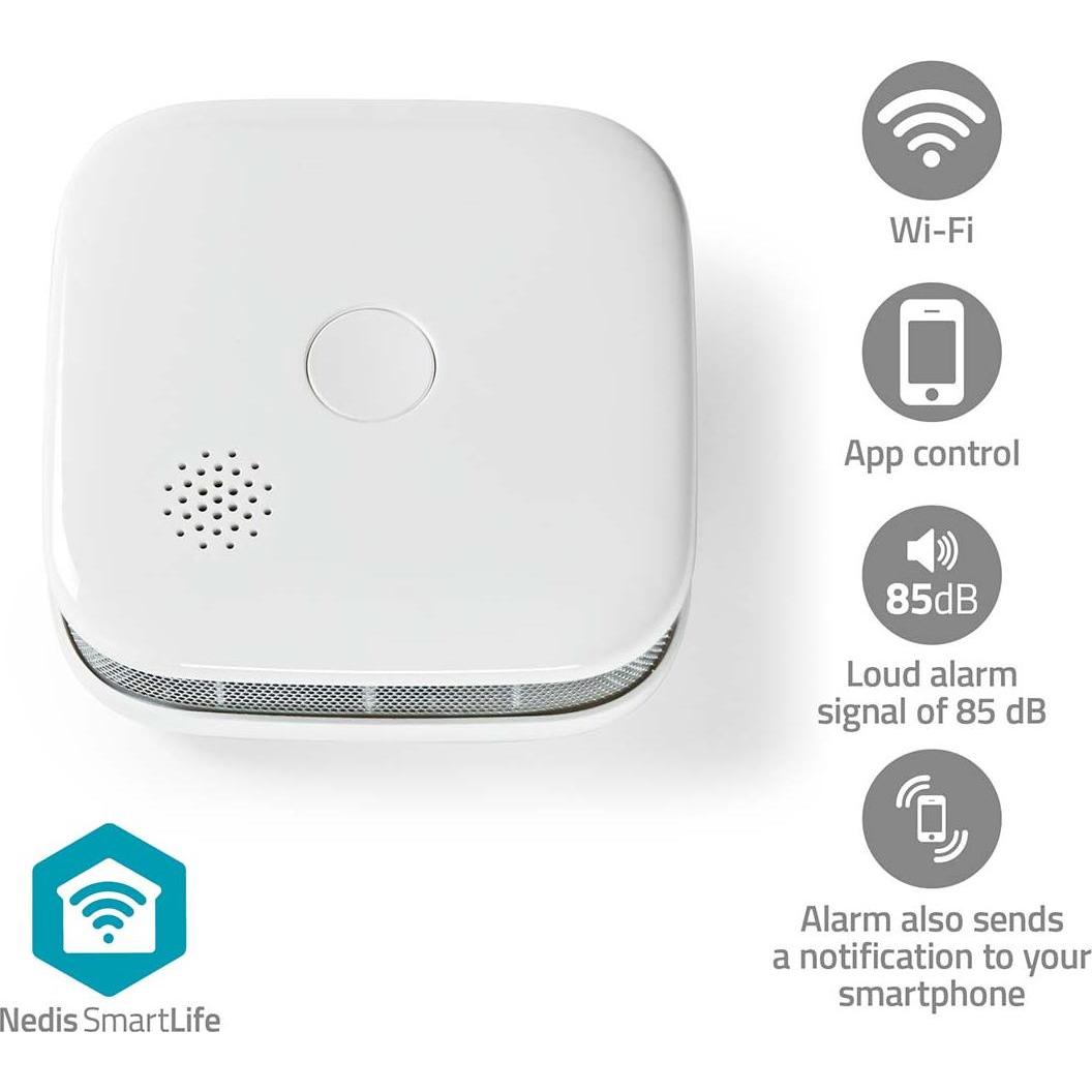 Nedis, Gefahrenmelder, SmartLife Rauchmelder Wi-Fi Batteriebetrieben Sensorlebensdauer: 10 Jahre EN 14604 M