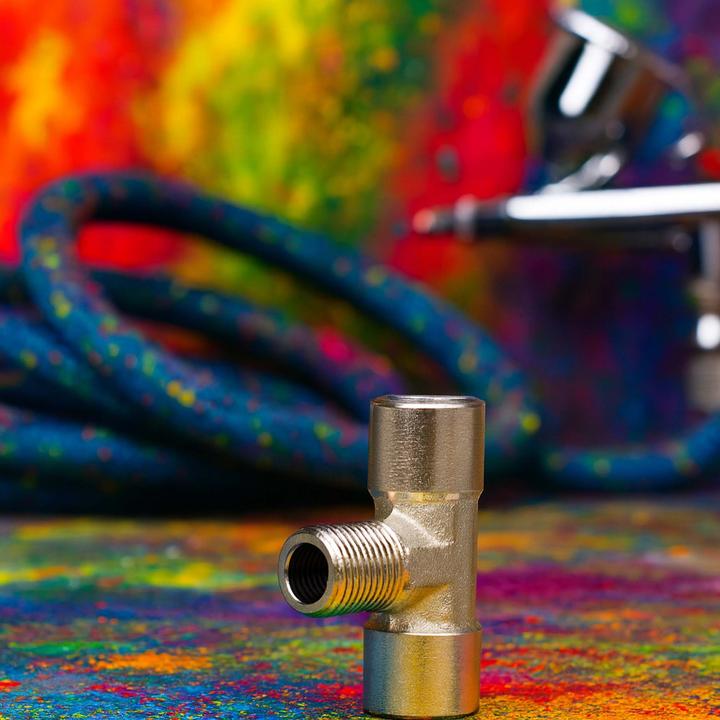 Produktbild Wiltec Airbrush Adapter T-Stück Ersatzteil 2xIG 1xAG 9,51mm (1/8") Verteiler Zubehör