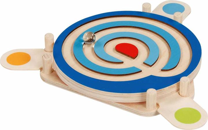 Produktbild Goki Kugelgeschicklichkeitsspiel, beidseitig bespielbar (Deutsch, Französisch, Italienisch, Englisch)