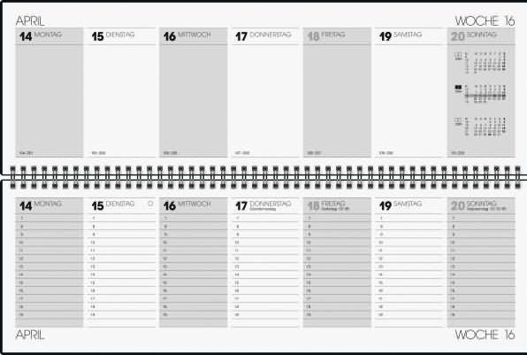 Produktbild Rido Schreibtischquerkalender Futura 5 42x13,7cm Kunststoff schwarz 2024 (Harter Einband)