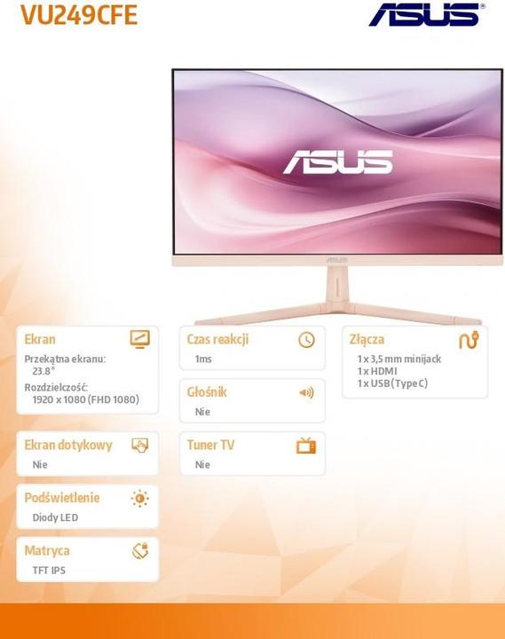 Productafbeelding ASUS Eye Care VU249CFE-P (1920 x 1080 Pixels, 23.80")