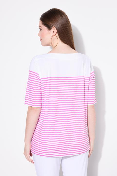 Produktbild Ulla Popken T-Shirt, Bretonringel, U-Boot-Ausschnitt, Halbarm (56)