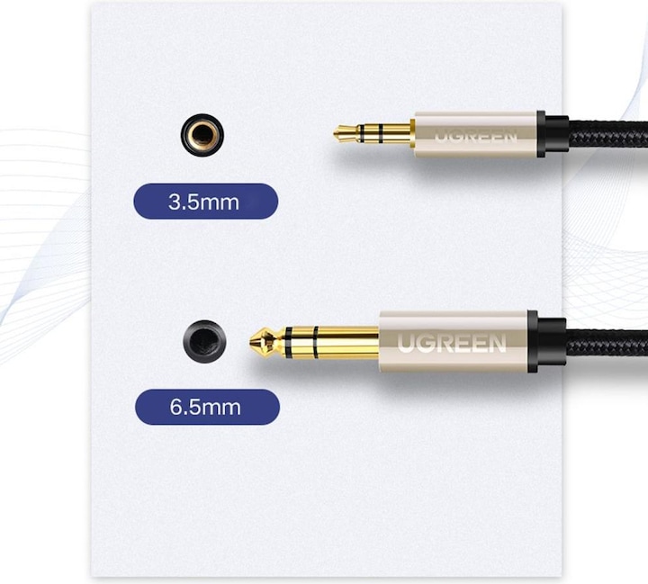Actual product image Ugreen AV127 3.5 mm jack cable for TRS - 2m (grey) (2 m, 6.3mm jack, 3.5mm jack (AUX))
