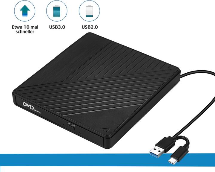 Image du produit Deltalabs Graveur externe Slim USB C/USB 3.0 Lecteur DVD-RW & SD/MicroSD Reader pour MacBook/ordinateur (Graveur de CD, Graveur de DVD)