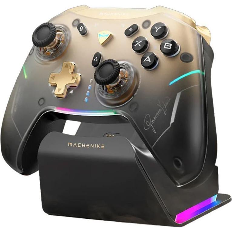 Machenike Controller di gioco wireless G5Pro Premium Edition con base di ricarica - Nero e oro (Android, iOS, Switch, Switch 2, Windows), Controller g