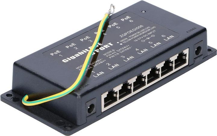 Produktbild Extralink POE INJECTOR 6 PORT GIGABIT - - 6-Port Gigabit Ethernet (802.3af (PoE))