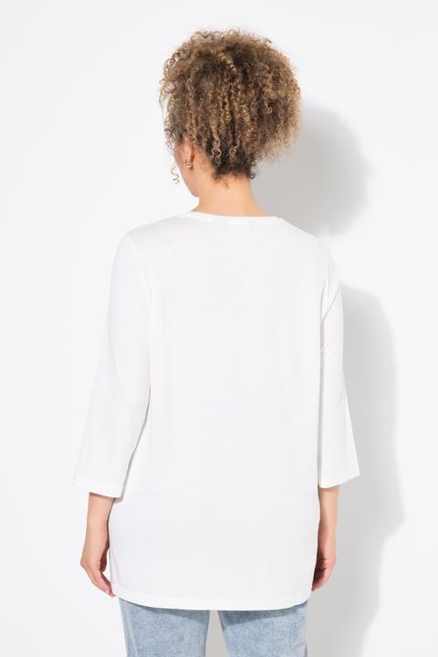 Produktbild Ulla Popken Shirt, Blüten, Classic, V-Ausschnitt, 3/4-Arm (50, 52)