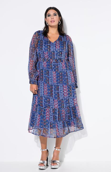 Produktbild Studio Untold Chiffon-Midikleid, Patchprint mit Glitzer, Saumvolant (54, 56)