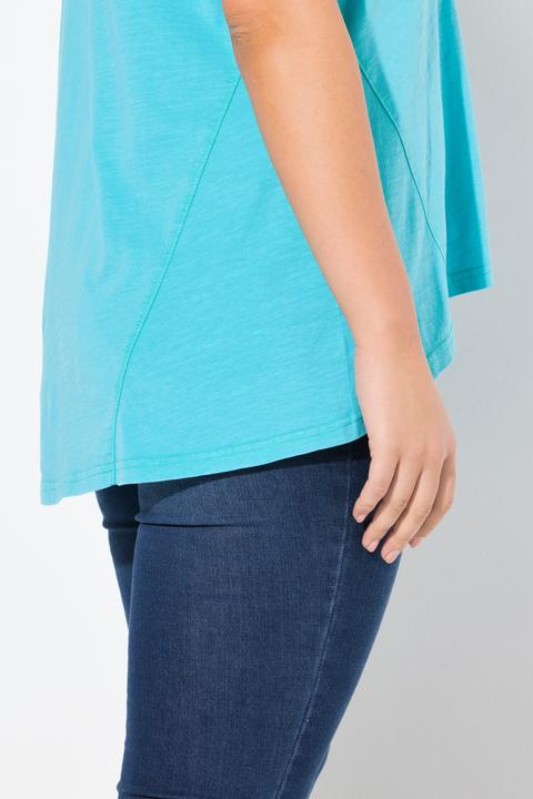 Image du produit Ulla Popken T-shirt coupe évasée, décolleté en V et manches courtes (46, 48)