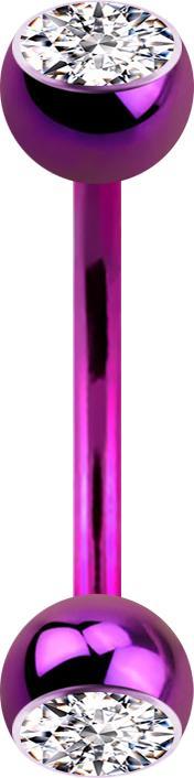 Image du produit Star Piercing Micro banane violette avec deux boules et cristal argenté (Titane, sans laiton)