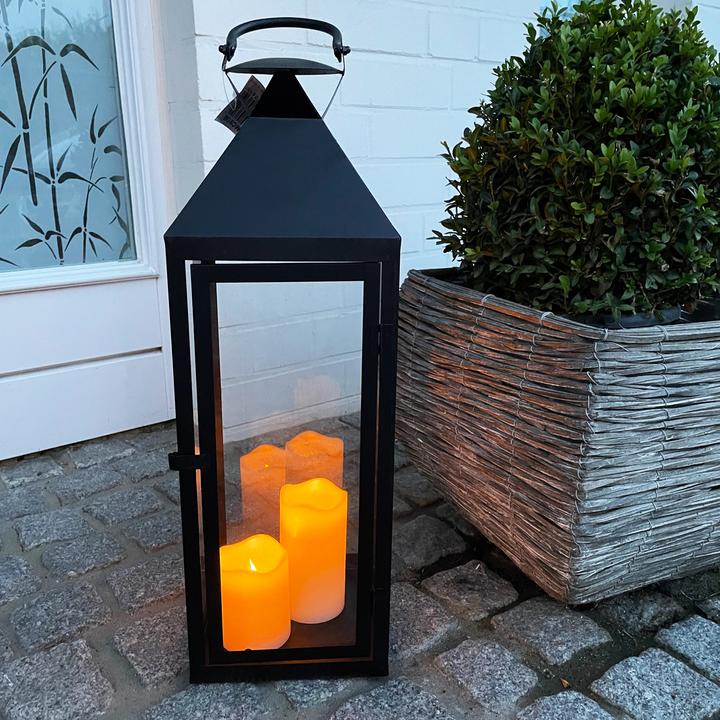 Actual product image Inda-Exclusiv Large garden lantern wind light black glass metal 54cm (1 x)
