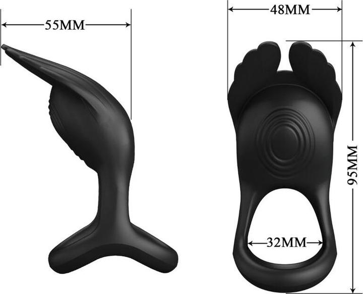 Image du produit Pretty Love Vibrant Penis Ring 7 Vibrations Silicone Noir (4.80 cm)