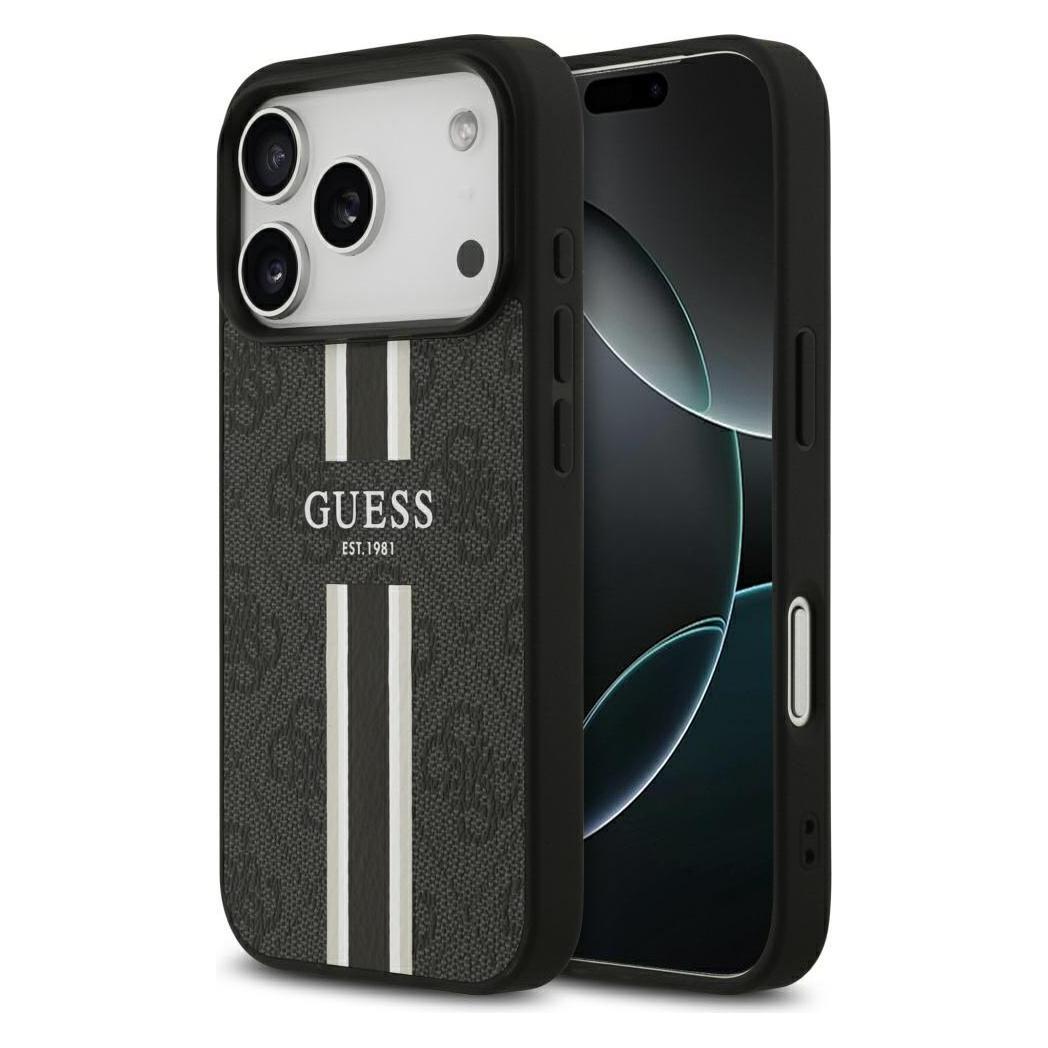 Guess - Hardcase 4G Printed Stripes MagSafe (GUHMP17XP4RPSK) - IPhone 17 Pro Max - Black (Apple IPhone 17 Pro Max), Smartphone Hülle, Schwarz