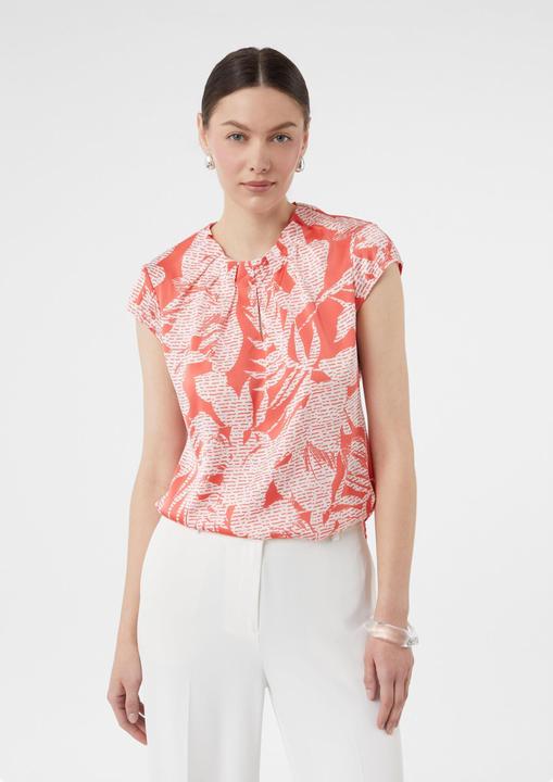 Image du produit Comma Bluse Gemusterte Satin-Bluse mit Raffung (42)