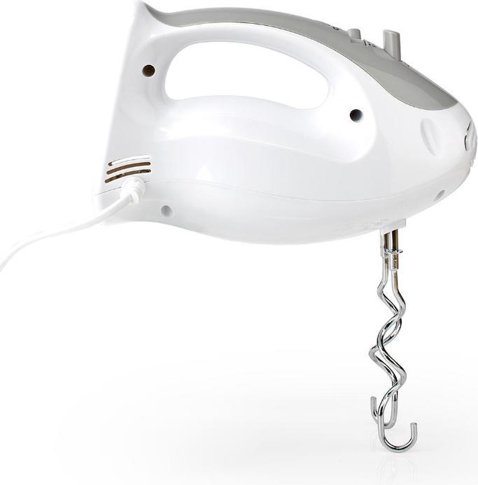 Productafbeelding Nedis Handmixer 200 W 5 snelheden Turbo functie 2 kloppers / 2 deeghaken Grijs/Wit (200 W)
