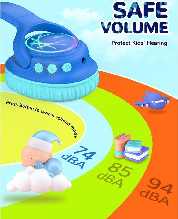 Produktbild Iclever BTH18 Headphones Kids LED C10-2083N-01 BT, 74/85 dB, 43h, blue