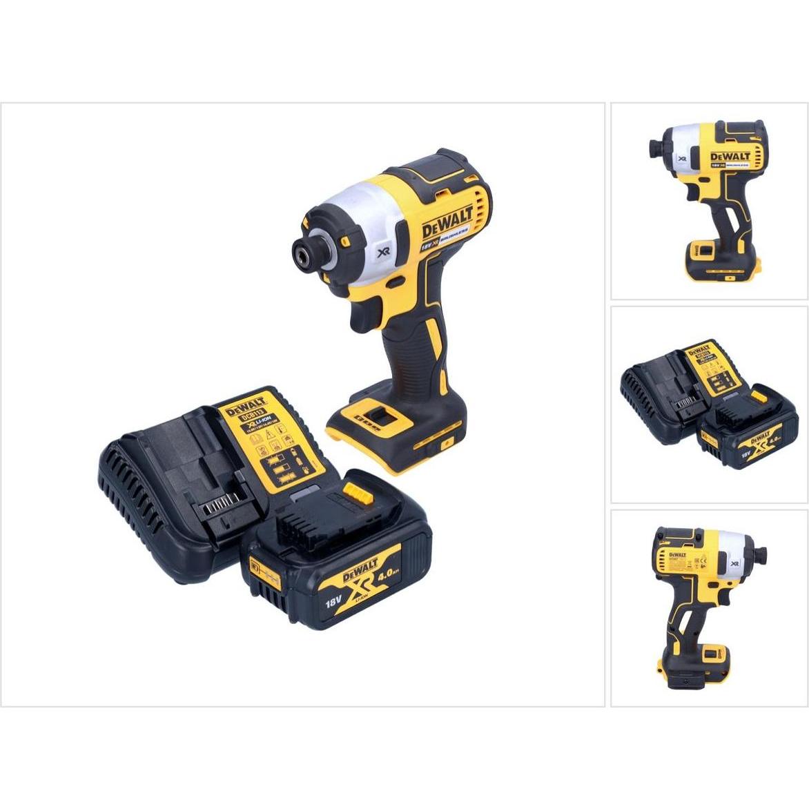 DeWalt, Bohrmaschine + Akkuschrauber, DCF 887 M1 Akku Schlagschrauber 18 V 205 Nm 1/4" Brushless + 1x Akku 4,0 Ah + Lade...