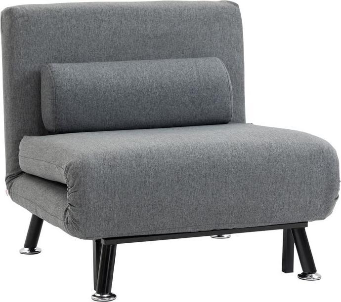 Produktbild Swisshandel24 Klappbett, Schlafsessel, neigbare Rückenlehne, Stahl, Leinenoptik, schwarz, 75x70x75cm
