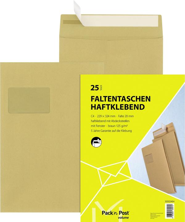 Produktbild Mailmedia Faltentaschen C4 mF/hk braun 20mm Falte 25 St./Pack. (25 x)