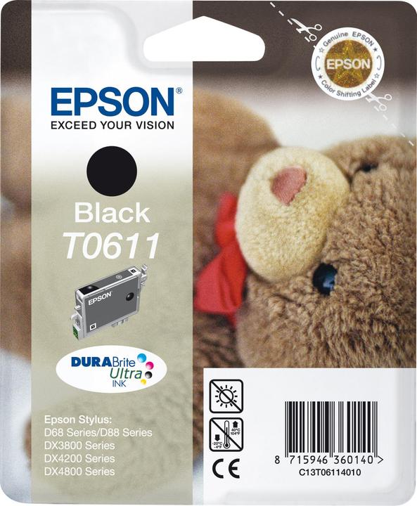 Produktbild Epson C13T06114010 T0611 Tintenpatrone schwarz 250 Seiten ISO/IEC 24711 8ml Schwarz (BK)