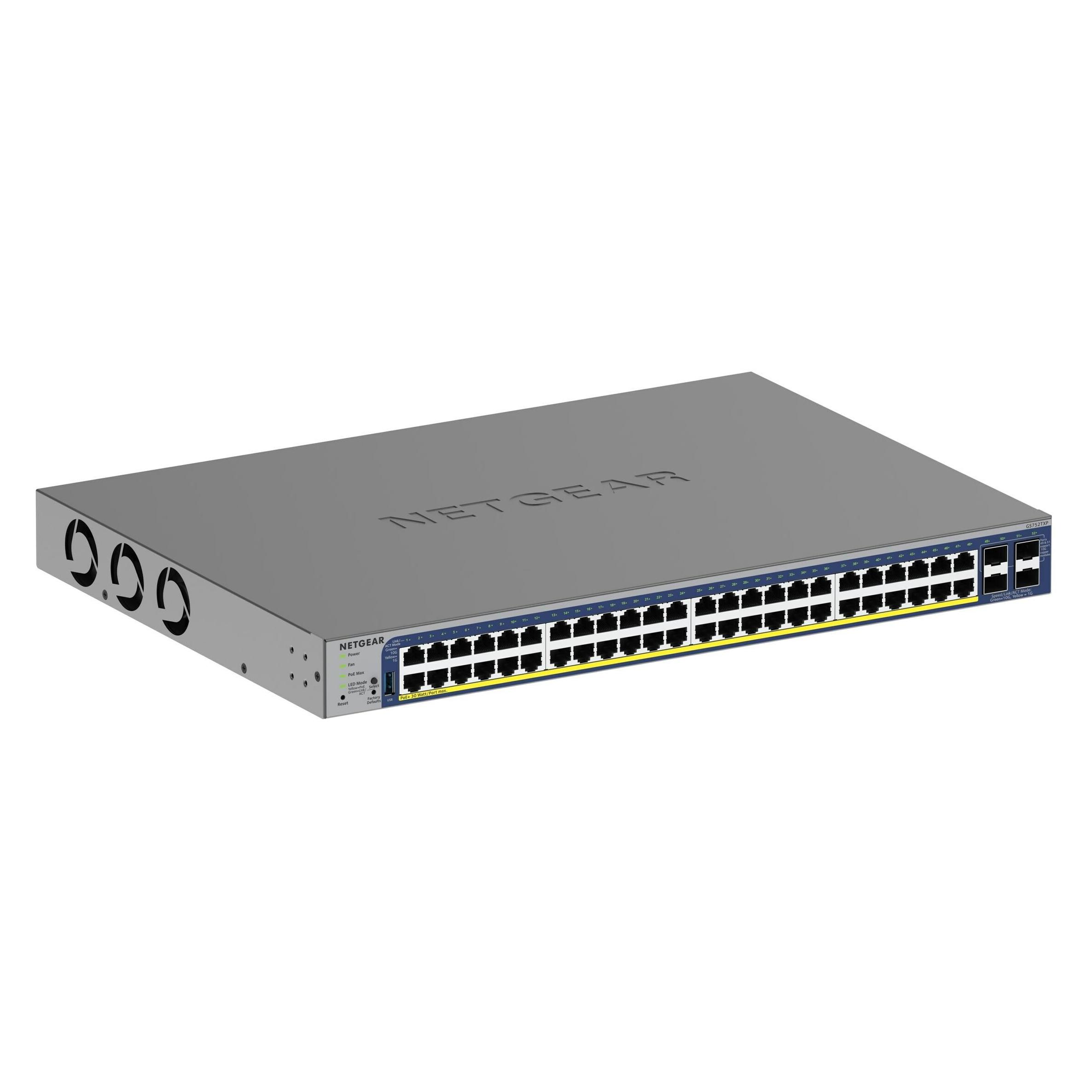 Netgear GS752TXPv3 (48 Ports), Netzwerk Switch, Schwarz