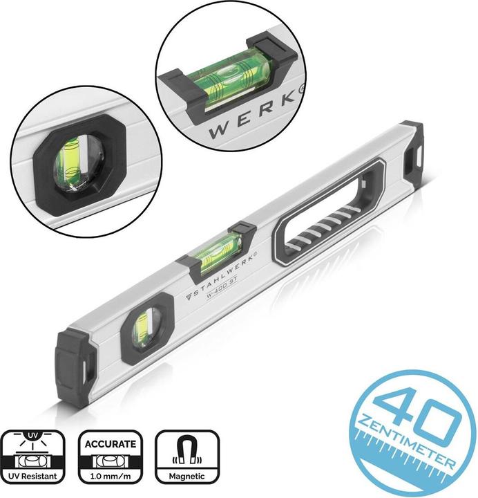 Actual product image Stahlwerk Spirit level W-400 ST made of aluminium with 400 mm length (40 cm)