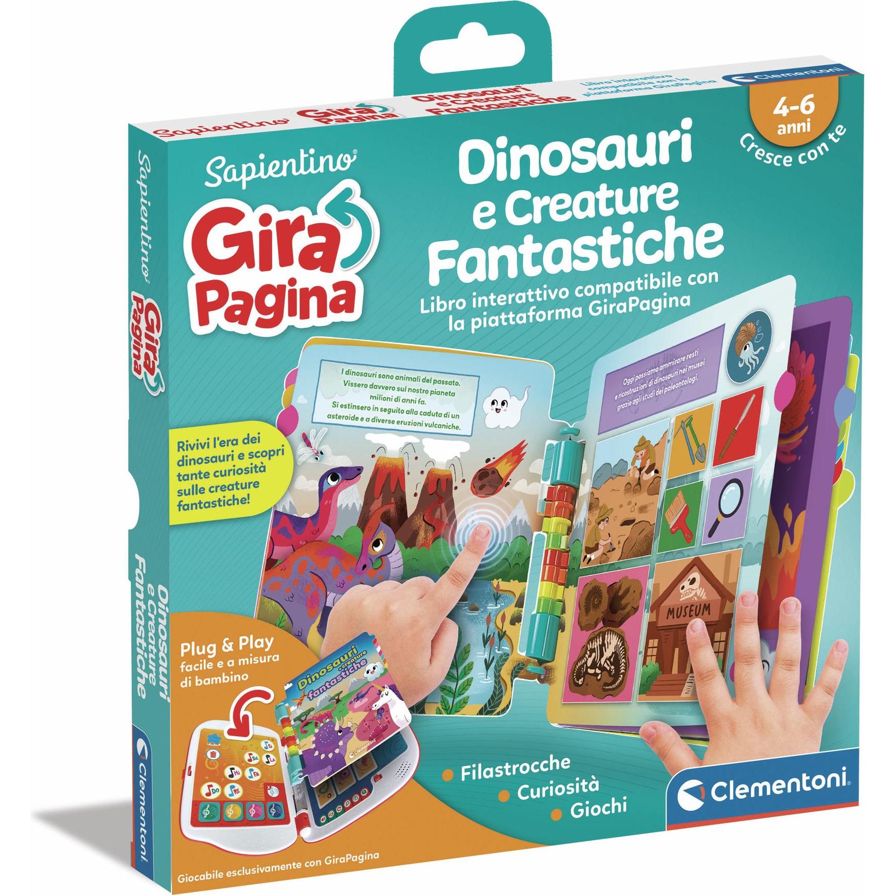 Clementoni 16644 Sapientino Girapaga, Dinosauri e creature fantastiche - Gioco elettronico per bambini