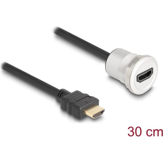 Thumbnail - Delock HDMI Einbaubuchse 8K 60 Hz mit Kabelpeitsche Stecker (0.30 m, HDMI), Video Kabel