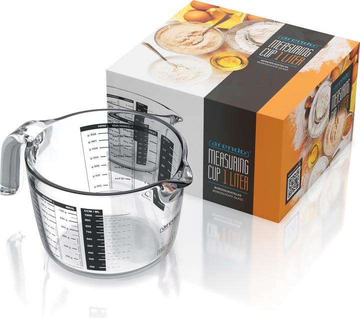 Actual product image Arendo Measuring jug glass 1 litre, borosilicate glass, heat-resistant, microwave-safe, precise scale (1000 ml)