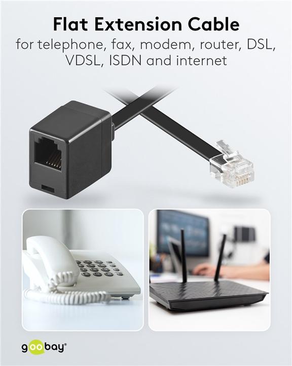 Actual product image Goobay RJ12 modular extension cable for remote control