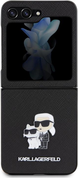 Actual product image Karl Lagerfeld KLHCZF5SAKCNPK Sam Z Flip5 F731 hardcase czarny/black Saffiano Karl&Choupette Pin (Samsung Galaxy Z Flip5)